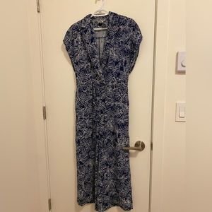 h&m navy cropped tie waist jumpsuit